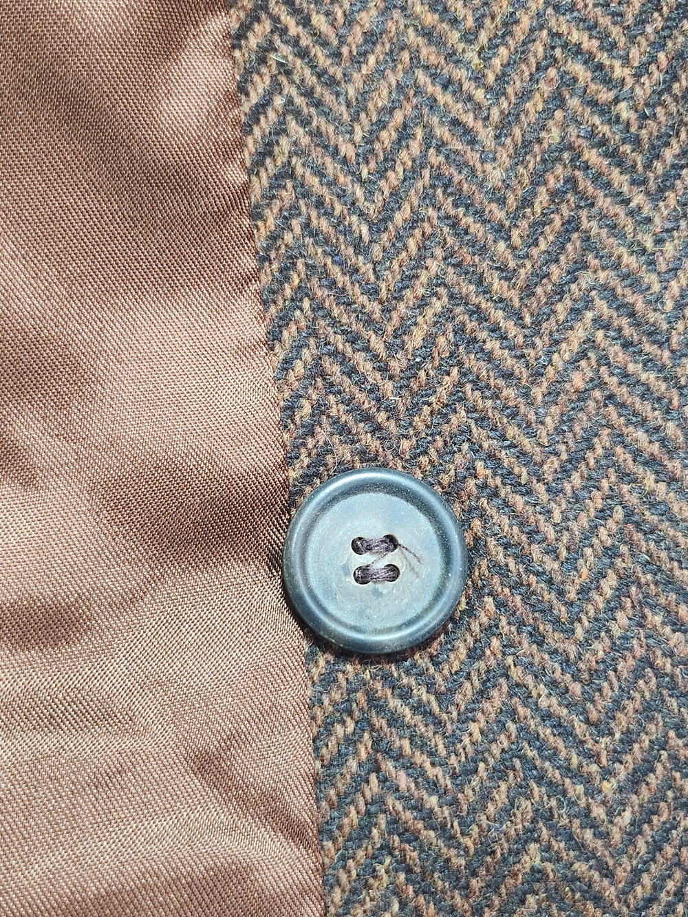 Vintage 90s Benetton Wool Herringbone Blazer Brown Size 6 Made In Italy - Picture 10 of 15